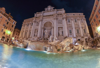 Fototapeta na wymiar Water smooth movement of Trevi fountain, Rome