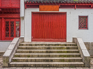 The front of a vintage Chinese house