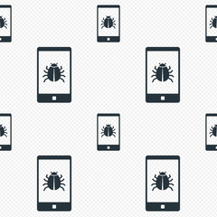 Smartphone virus sign icon. Software bug symbol.