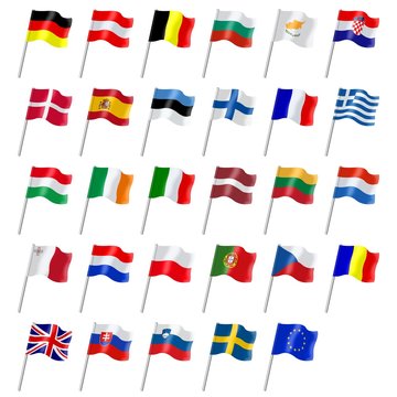 Drapeaux des pays membres de l’union Européenne