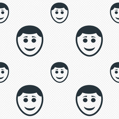 Smile face icon. Smiley with hairstyle symbol.