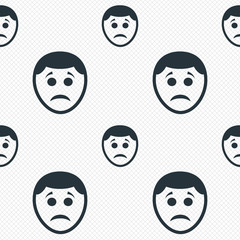 Sad face sign icon. Sadness symbol.