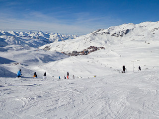 Fototapeta na wymiar Ski slope at Les Menuires, the Alps, France