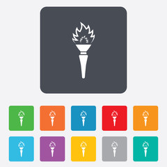 Torch flame sign icon. Fire symbol.