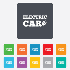 Electric car sign icon. Electric vehicle symbol