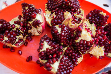 Pomegranates at the Market.  Fresh farmer's market pomegranates.