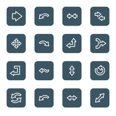 Arrows web icons, navy square buttons