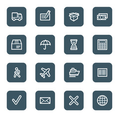 Delivery web icons, navy square buttons