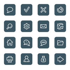 Web & internet icon set 1, navy square buttons
