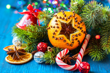 Christmas oranges,spices and nuts