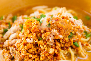 Noodle soup in a bowl
