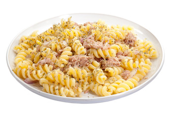 Pasta with tuna isolatedo non white