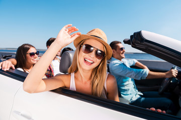 Enjoying road trip.