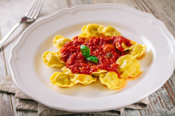 Ravioli with tomato sauce