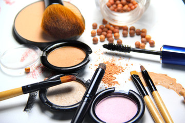 All types of make-up and brushes