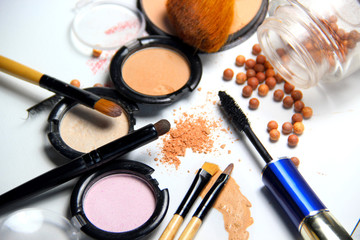 All types of make-up and brushes