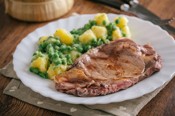 Beef steak with mixed vegetables