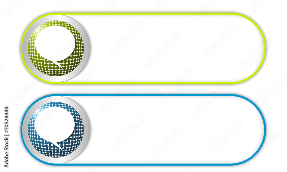 Poster two vector buttons with grid and speech bubble
