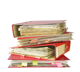 stack of file folders, isolated on white background