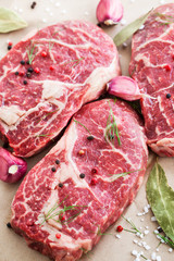 Raw beef steak