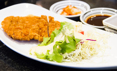 Fritter pork with salad vegetables