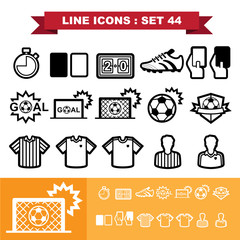 Soccer football  Line icons set 44