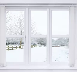 Photo sur Plexiglas Hiver Fenêtre Scène de neige