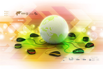 Globe connecting with computer mouse