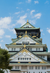 Osaka castle on blue sky