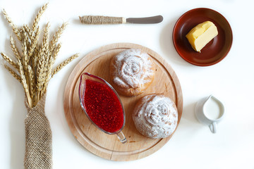 top view of the baking and jam