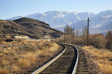 Fototapeta premium Railway in Boom Gorge. Kyrgyzstan