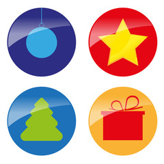 xmas simple glossy color icons vector