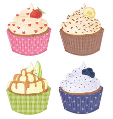 Cupcakes - Strawberry, Apple, Blueberry, Banana with Chocolate