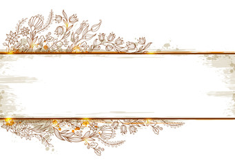 Banner with flowers and leaves