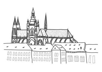 Prague castle drawing