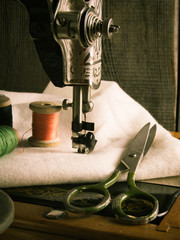 Sewing. Sewing machine and tools.