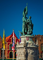 Fototapeta na wymiar Colorful buildings in Bruges, Belgium