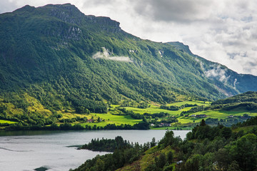 Fototapeta na wymiar Beautiful Norwegian landscape with water