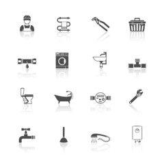 Plumbing icons set