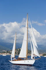 Fototapeta premium Ancient sailing boat during a regatta at the Panerai Classic Yac