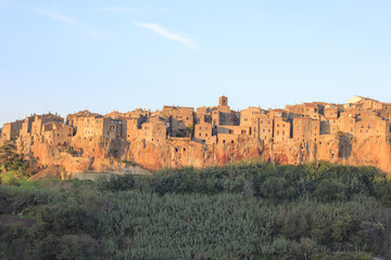 Pitigliano city on the cliff in summer, Italy