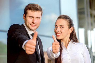 Young Business couple outdoors.