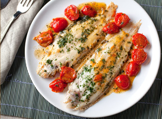 Sole with cherry tomatoes