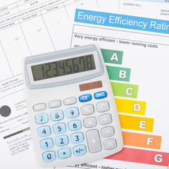 Calculator, utility bill and energy efficiency chart - 1x1 ratio