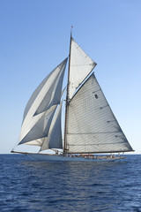 Ancient sailing boat during a regatta at the Panerai Classic Yac