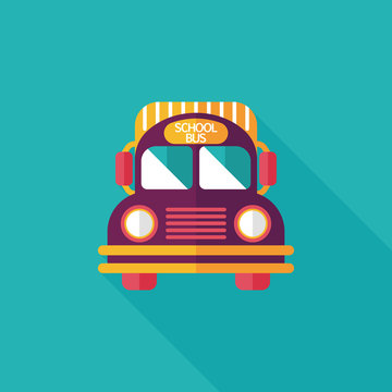 School Bus flat icon with long shadow,eps10