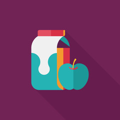milk and apple flat icon with long shadow,eps10