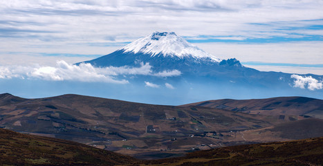 Cotopaxi volcano over the plateau, Andean Highlands of Ecuador