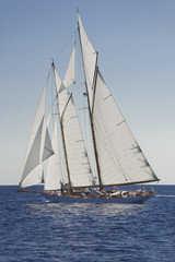 Ancient sailing boat during a regatta at the Panerai Classic Yac