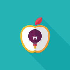 light bulb in apple flat icon with long shadow,eps10